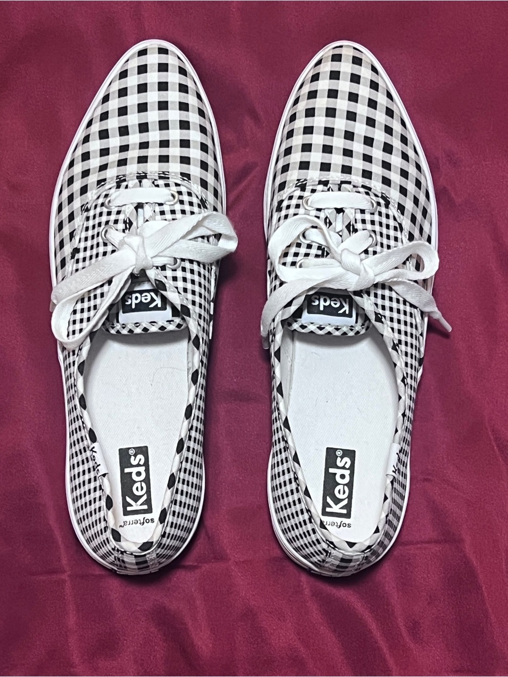Keds Black & White Gingham Lace-Up Sneakers